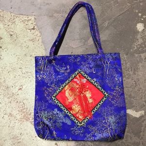 Dark blue embroidered bag